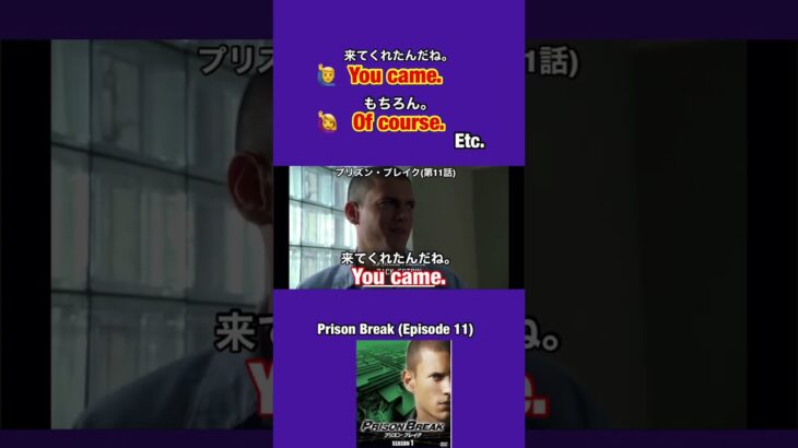 【来てくれたんだね✨】などを英語で言うとこれ👍 ドラマ『プリズン・ブレイクPrison Break』英会話 #shorts