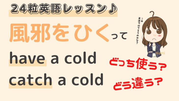 英語初心者向け☆”風邪を引く” have と catch の使い分けって？？24粒英語レッスン♪