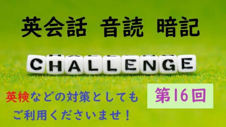 英会話 音読＆暗記 No.16 ≪英検・TOEIC など 各種英語試験対策に！≫【Reading ＆ Memorizing English Aloud】