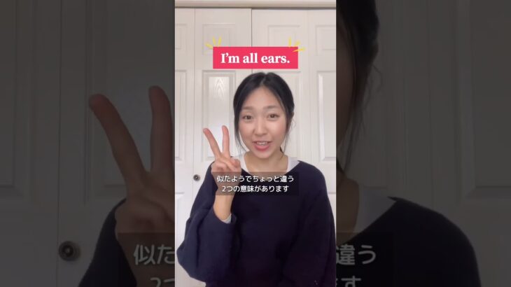 【ネイティブが使う日常英会話】英語「I’m all ears」の意味は？#shorts #英語 #英会話 #日常英会話 #英語フレーズ #ネイティブ英語