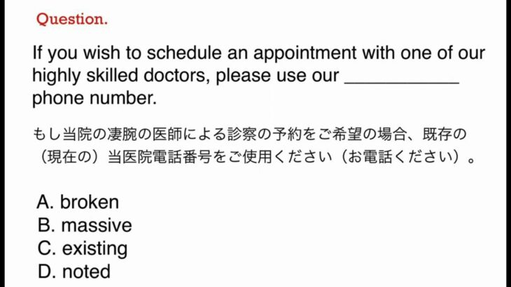 518. TOEIC、ビジネス、日常英語、和訳、日本語　文法問題　TOEIC Part 5