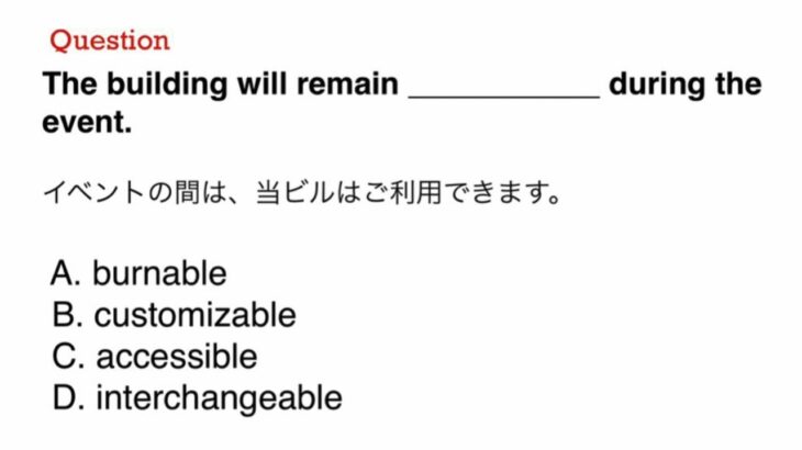 861. 接客、おもてなし、TOEIC、ビジネス、日常英語、和訳、日本語　文法問題　TOEIC Part 5